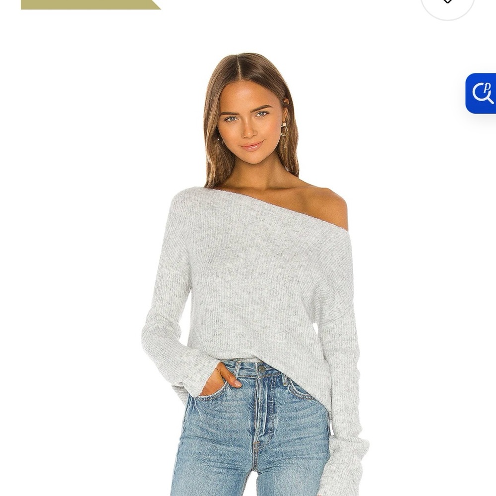 Lovers + Friends Light Gray Off-Shoulder Sweater